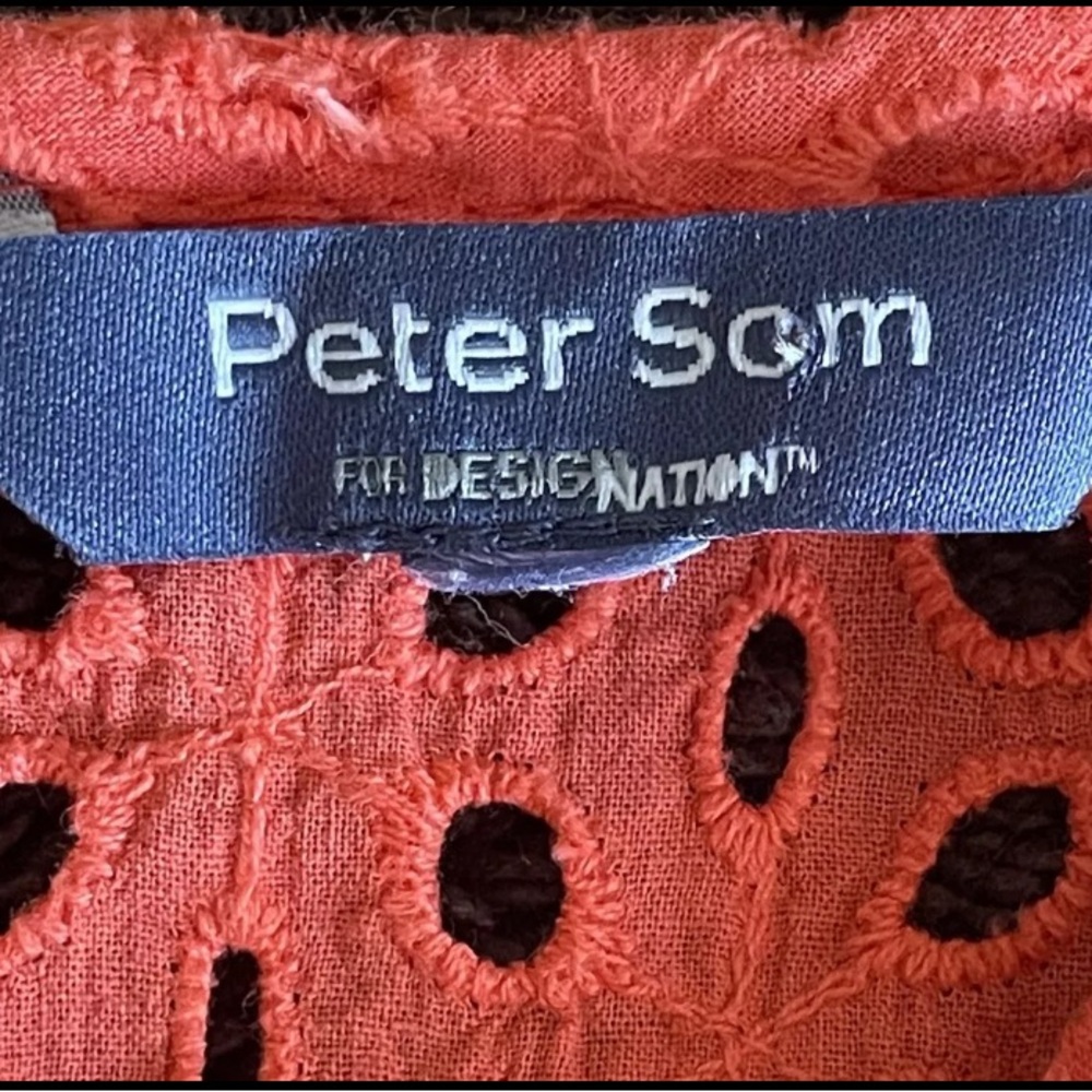 Anthropologie Peter Som desigNation Orange Eyelet Dress Small Pockets Sleeveless - Picture 9 of 9